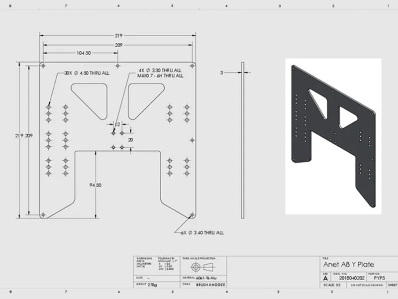 1PC Anet A8 A6 3D Printer Y-Ca - огляд і ціна 3D Printing Workshop